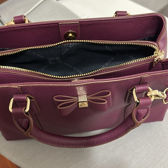 Anne Klein medium size satchel in plum color. - Picture 5 of 10